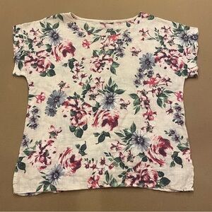 Bellambia Women’s 100% Linen Floral Top Made In Italy Size Small